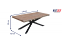 Wooden Rectangular Coffee Table Made with Solid Acacia Wood, Featuring Curved Edge Design and Metal Legs - Eden